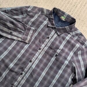 KAILAS Shirt Mens S Blue Plaid Vented Gorpcore Hiking Performance Climbing Adult